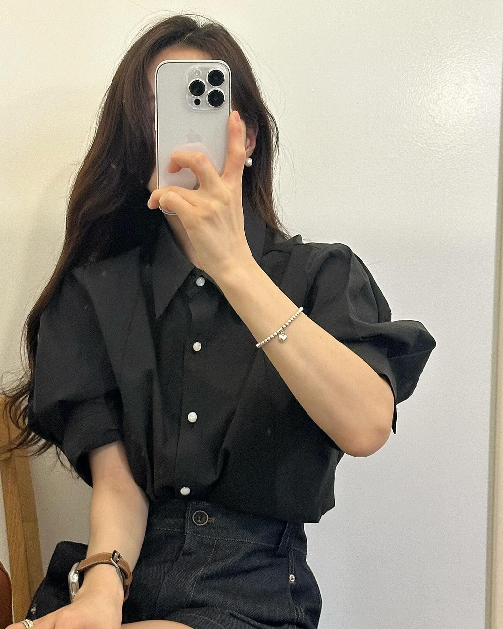 레콧 여성 여름 빅카라 핀턱 반팔 퍼프 블라우스 이미지 2