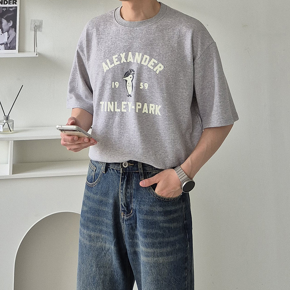 남자 오버핏 박스 여름 티셔츠 빅사이즈 남자 반팔티 - 상세 이미지 2