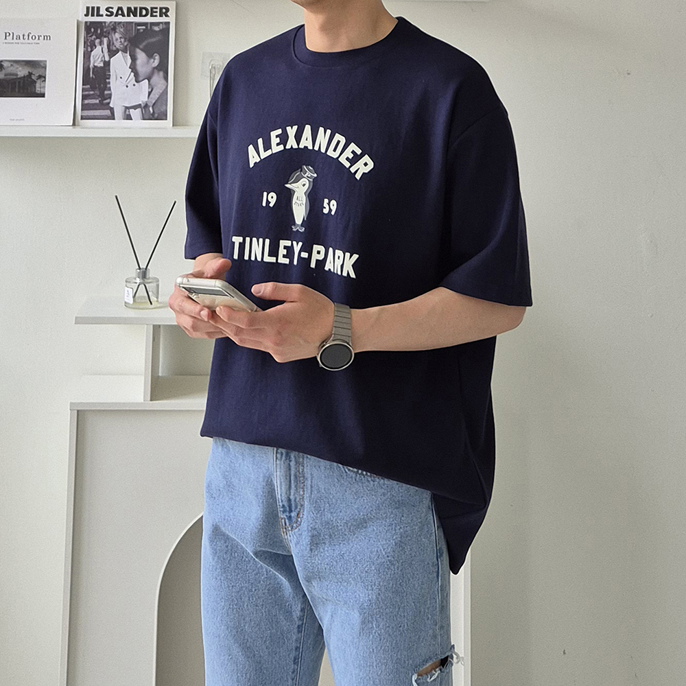 남자 오버핏 박스 여름 티셔츠 빅사이즈 남자 반팔티 - 상품 이미지