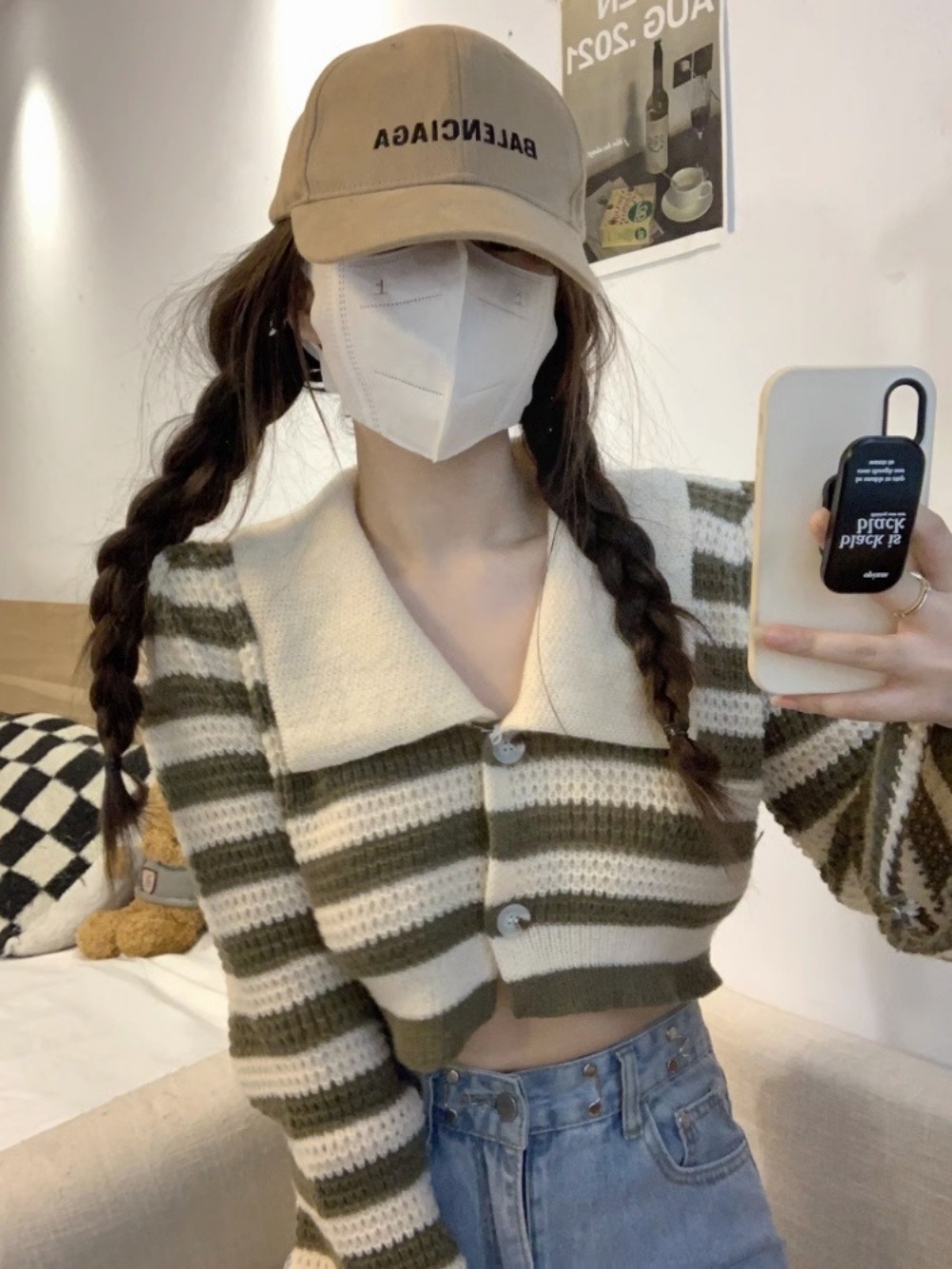 레드벨벳 슬기 인스타그램 패션 크롭 니트 데일리 하이틴 옷 - 상세 이미지 4