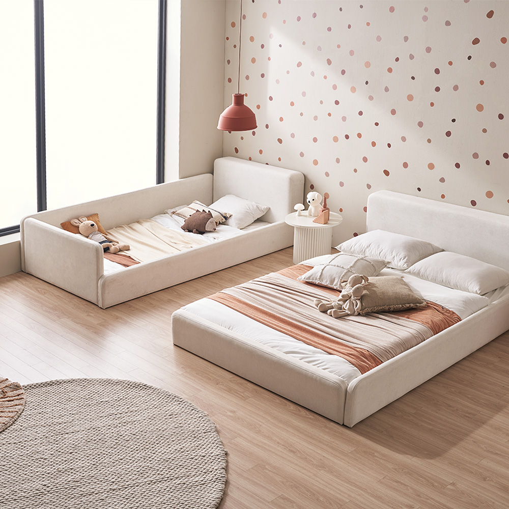 장인가구 하랑 E0등급 패브릭 저상형 높은 슬림헤드 패밀리침대 기본형 프레임 SS+SS