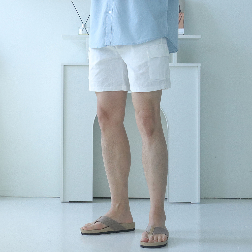 남자 반바지 빅사이즈 커플 카고 여름 5부 린넨 마 반바지 - 상세 이미지 2
