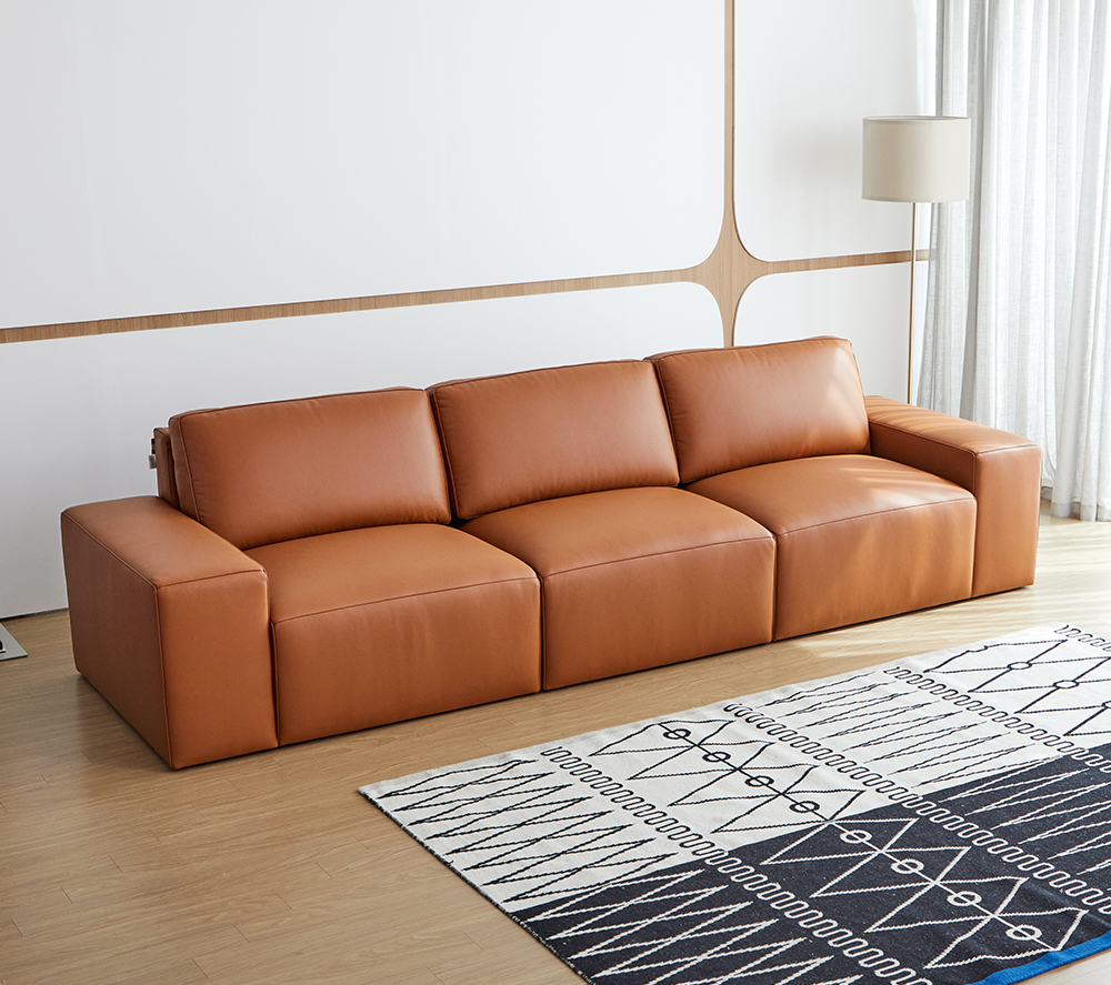 카라멜 통가죽 전체가죽 슈렁큰 쇼파 천연 가죽 3.5인용 5인용 모듈형 맞춤제작 소파