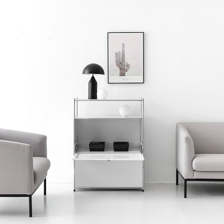 모듈가구 심플리 1x3 수납장 2문 BC614 77x40x102, 3단, 퓨어화이트 3081.2672