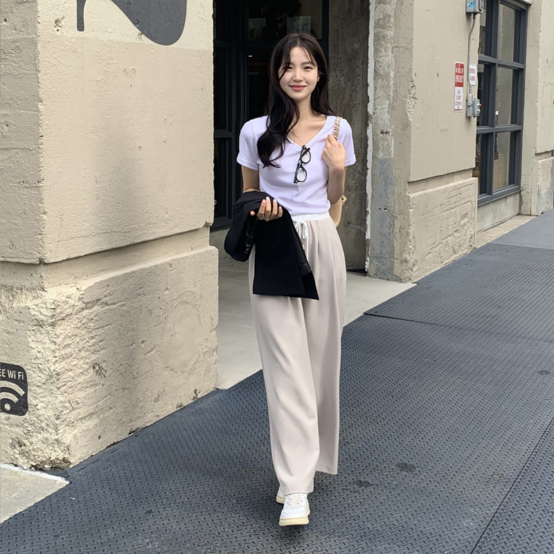 넛츠 배색 스트링 핀턱 와이드 슬랙스 ps4805 - 상세 이미지 2