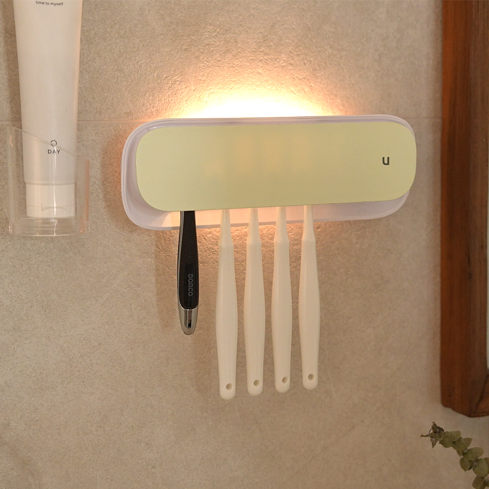 유토렉스 UV-C 온풍 건조 무선 벽걸이 칫솔살균기 센서 감지 무드등 민트 - 상세 이미지 2