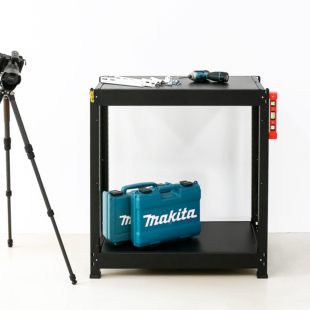 100kg 경량랙 철제선반 무볼트 조립식 앵글 베란다 세탁기 건조기 6003001200 2단