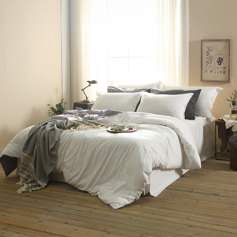 순면 60수 이불 커버 세트 라지킹 화이트 그레이 침구