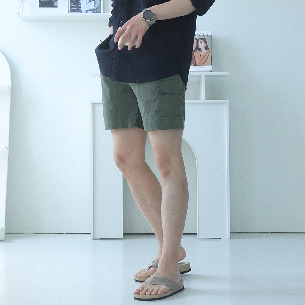 남자 반바지 빅사이즈 커플 카고 여름 5부 린넨 마 반바지 - 상세 이미지 4