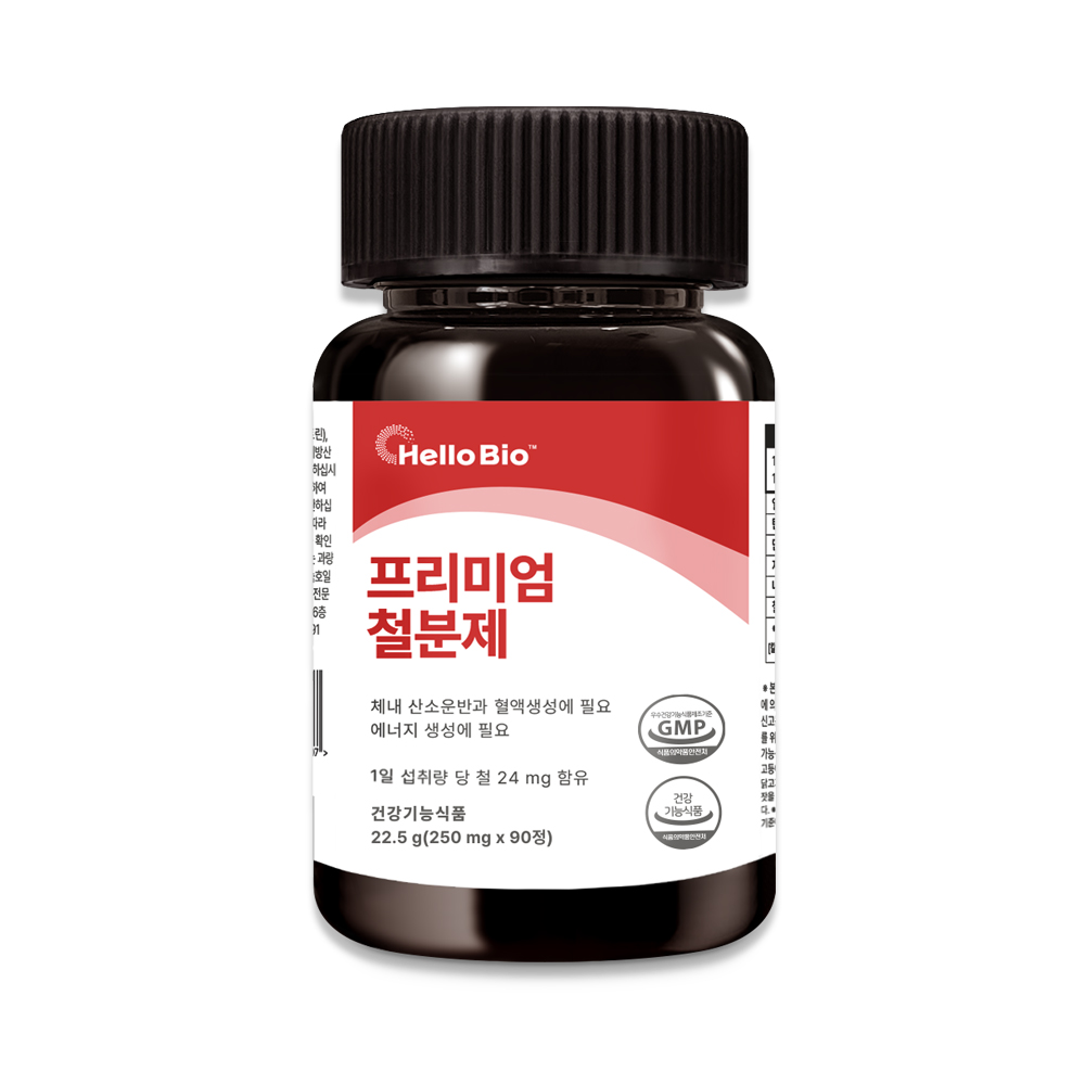 헬로바이오 프리미엄 식물성 비헴철 철분제 24mg 임산부 여성 영양제 90캡슐, 1개