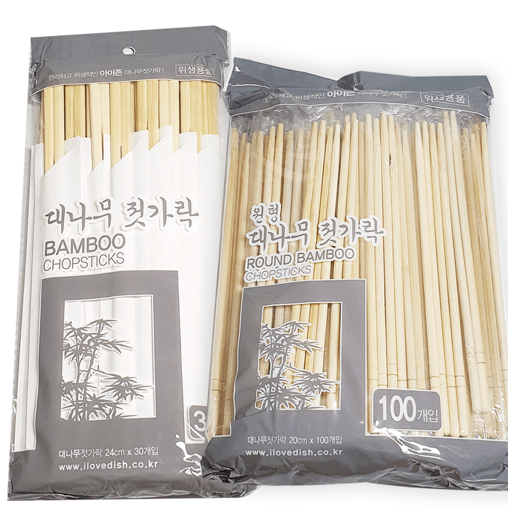 둥근 일회용 대나무젓가락 고급 나무젓가락 원형 개별포장 100개 - 상세 이미지 2