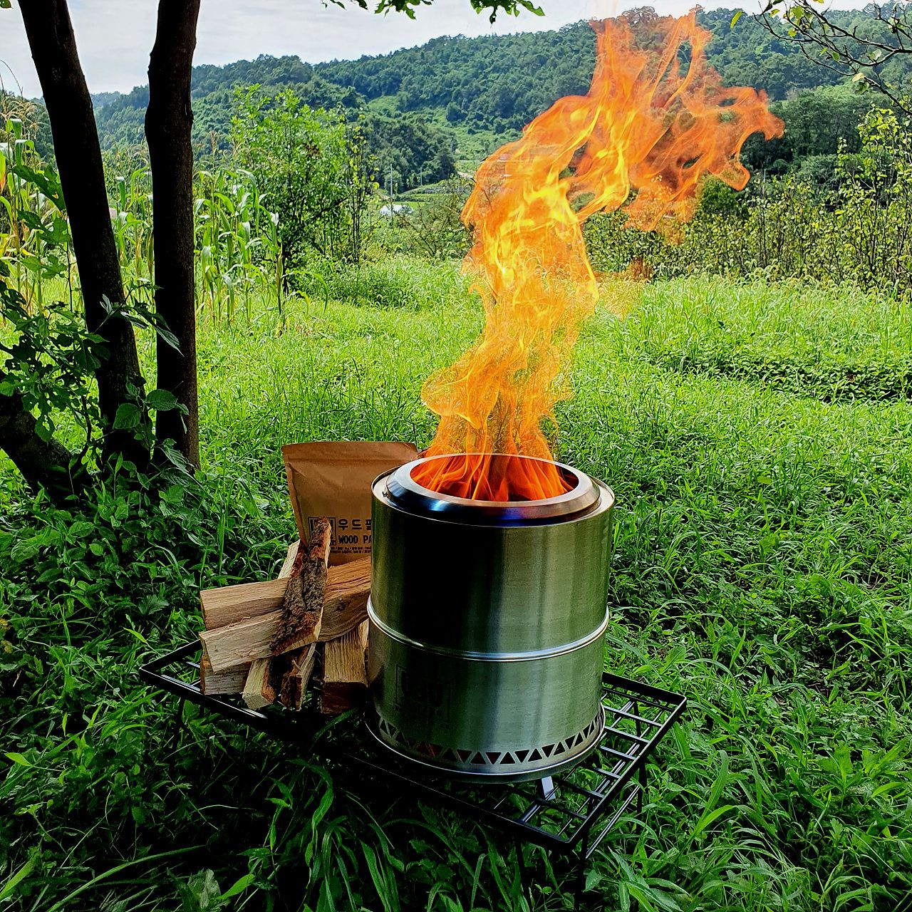 우드스토브 28 캠핑 화로대 이중연소 접이식 화로
