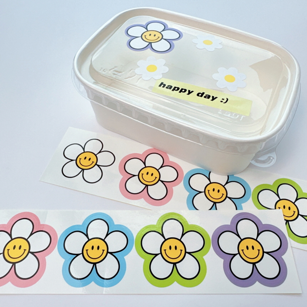 오색 데이지 스티커 답례품 구디백 선물 포장 스마일 스티커 제품 이미지