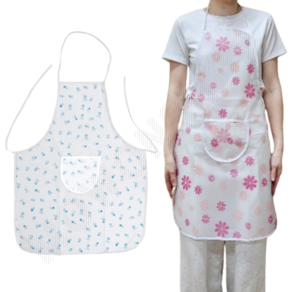 방수용앞치마 얇은 목걸이 생활방수 꽃무늬 배식 앞치마