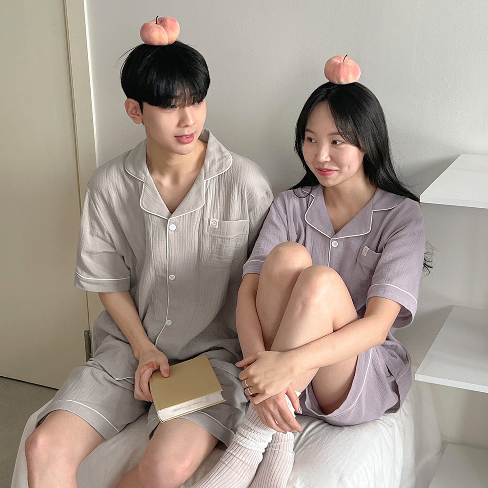 [A.made] 소프티 요루면 반팔 커플파자마 남녀공용 잠옷세트 5color 이미지 2