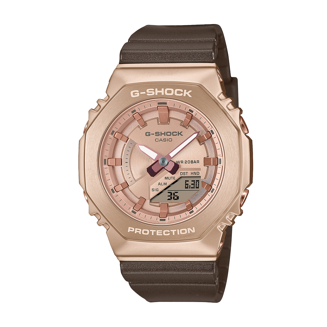카시오 CASIO 지샥 메탈커버드 금장 여자 손목 시계 GM-S2100CB-5AJF 핑크
