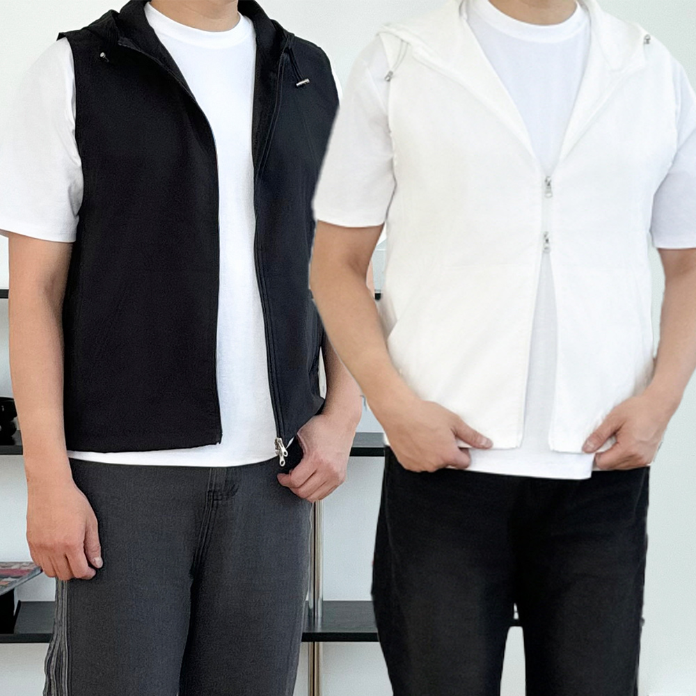 나일론조끼 조끼바람막이 나일론후드베스트 - 메인 이미지