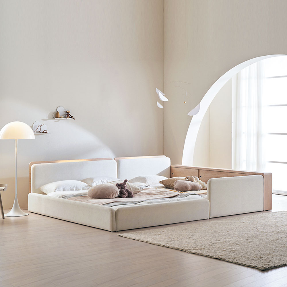 장인가구 하랑 E0등급 패브릭 저상형 높은 슬림헤드 패밀리침대 기본형 프레임 SS+SS