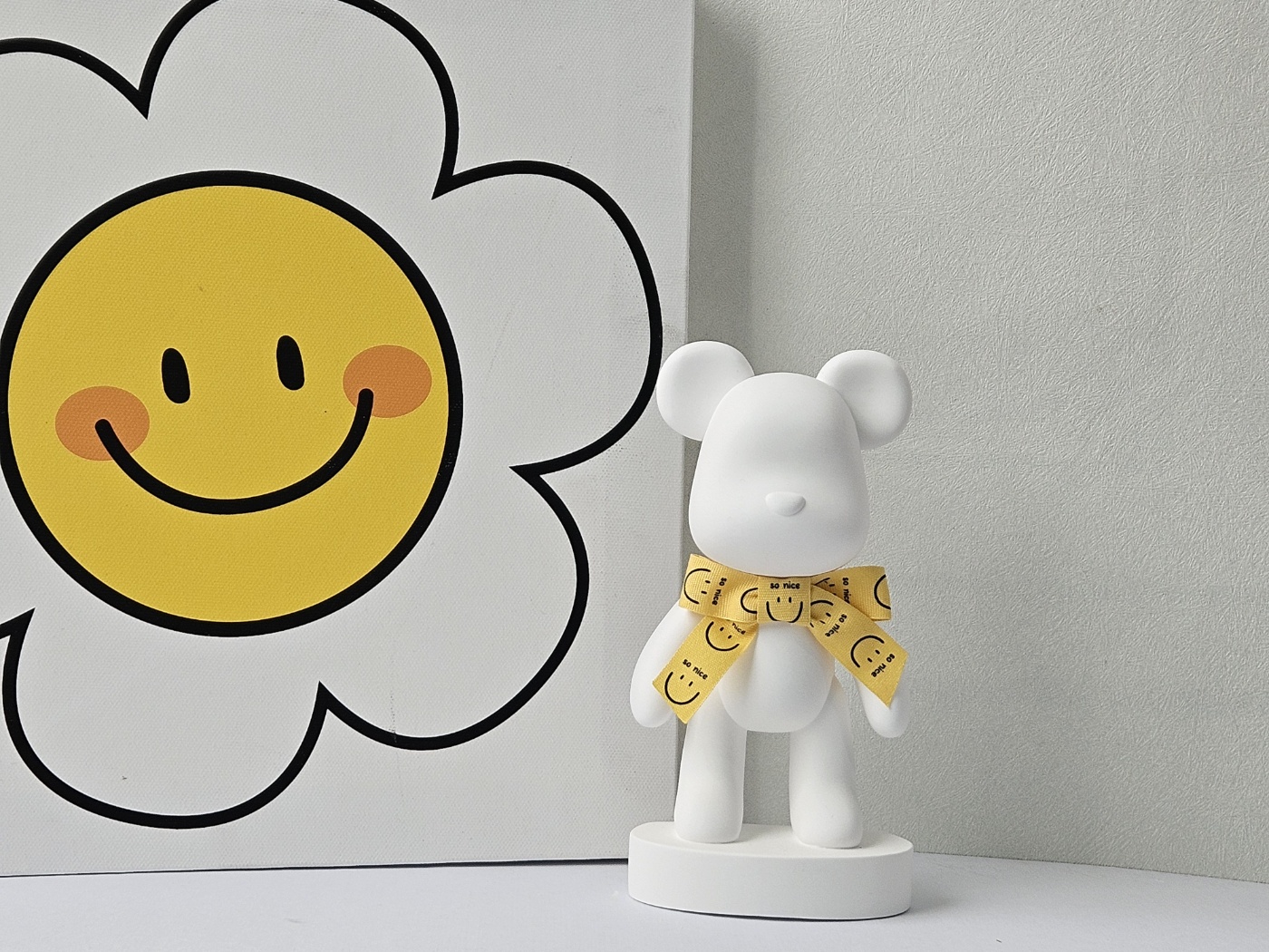 스마일 빅베어브릭 석고 방향제 인테리어 소품 네추럴 스마일이모티콘