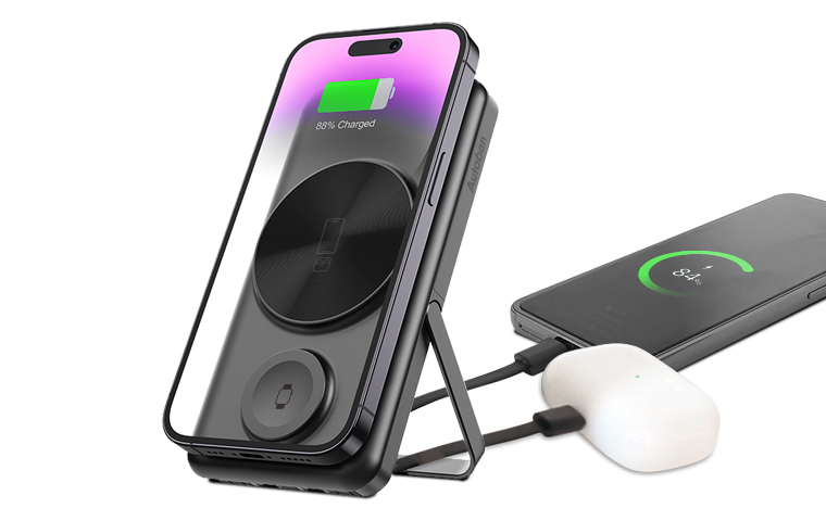 [행사,증정]맥세이프 고속 무선충전 보조배터리 10000mAh 스탠드형 아이폰 애플워치 에어팟 - 상세 이미지 3