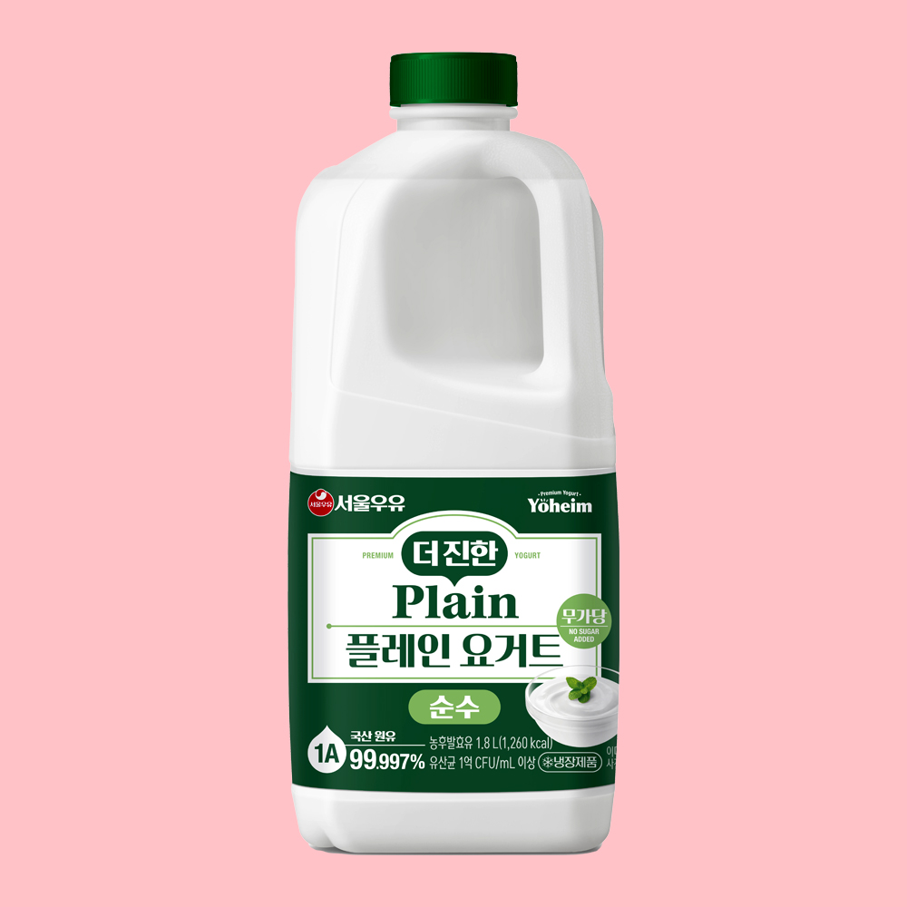 서울우유 플레인 요거트 순수무가당1.8L 더진한당무첨가 대용량 수제간식 그릭요거트 만들기Plain yogurt