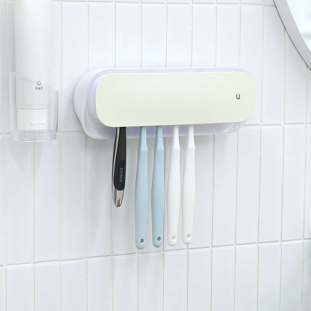 유토렉스 UV-C 온풍 건조 무선 벽걸이 칫솔살균기 센서 감지 무드등 민트 - 상품 이미지