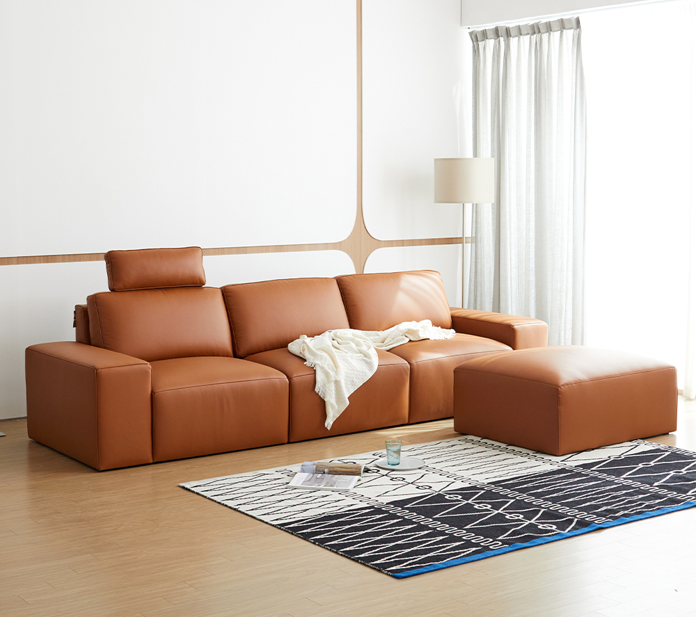 카라멜 통가죽 전체가죽 슈렁큰 쇼파 천연 가죽 3.5인용 5인용 모듈형 맞춤제작 소파