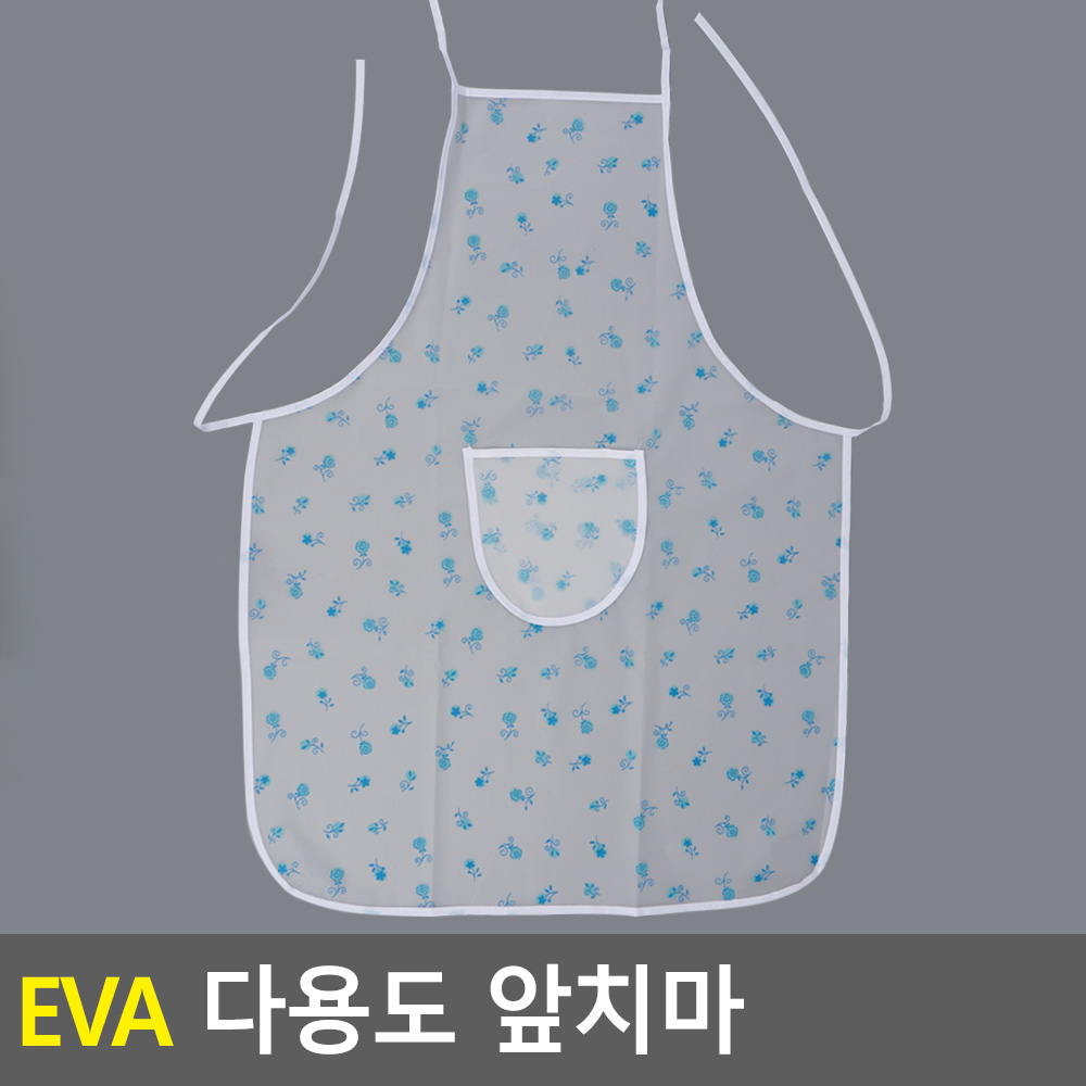 방수용앞치마 얇은 목걸이 생활방수 꽃무늬 배식 앞치마 - 상세 이미지 4