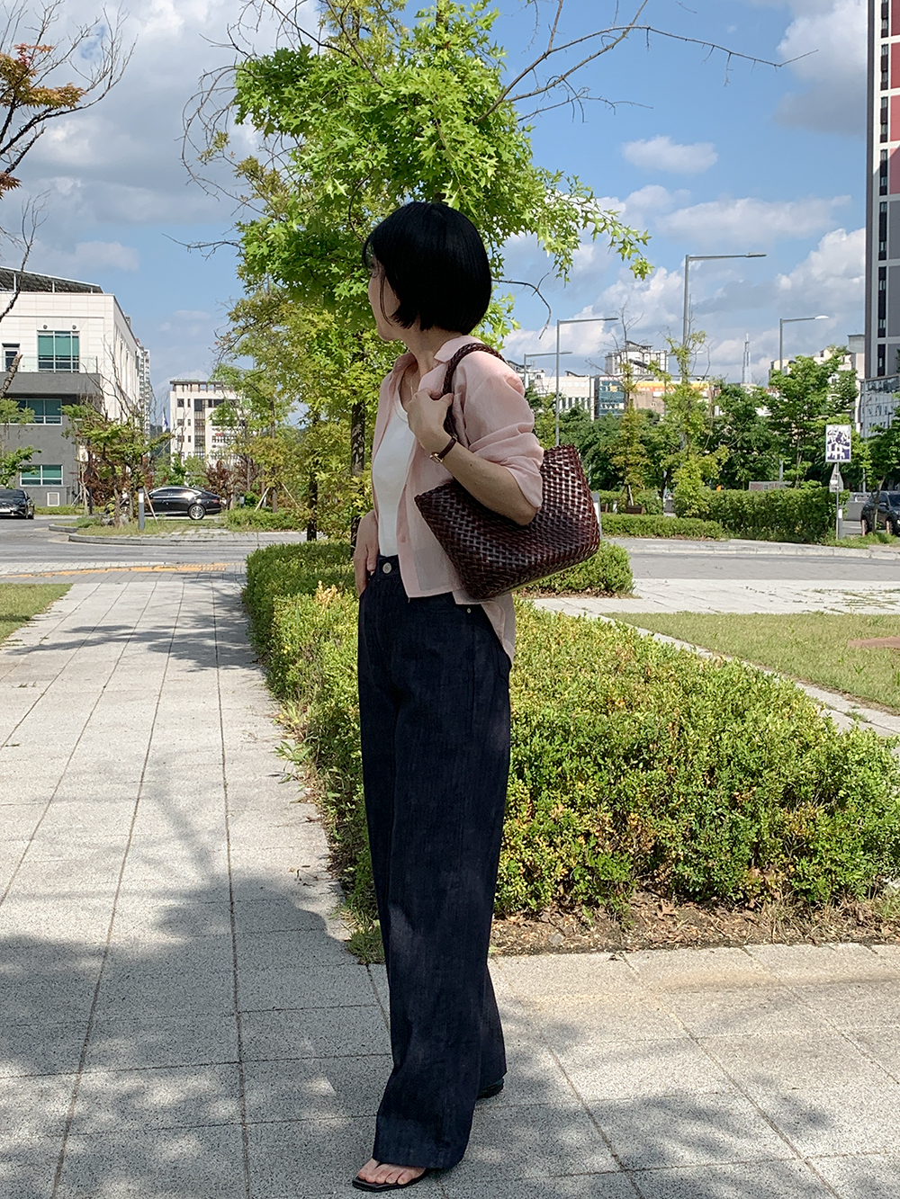 [leslo][키작녀]호먼드 여름 논페이드 와이드 생지 청바지 상세 이미지 23
