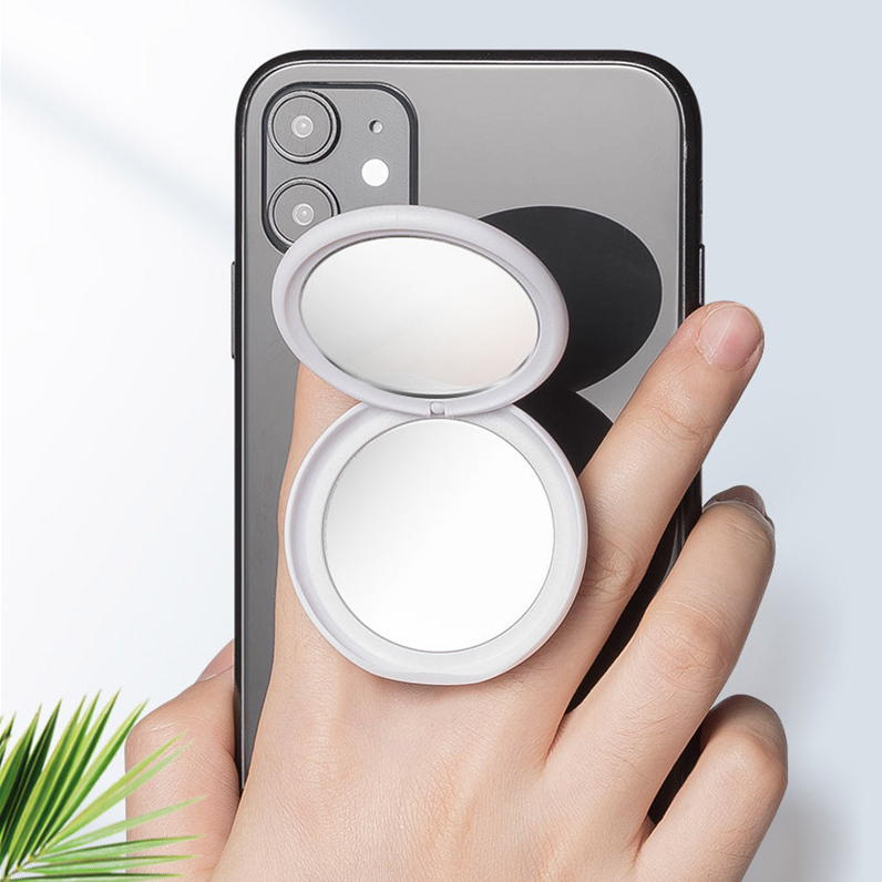 탈부착 거울 그립 톡 작은 원형 심플 단색 미니 미러톡 화이트