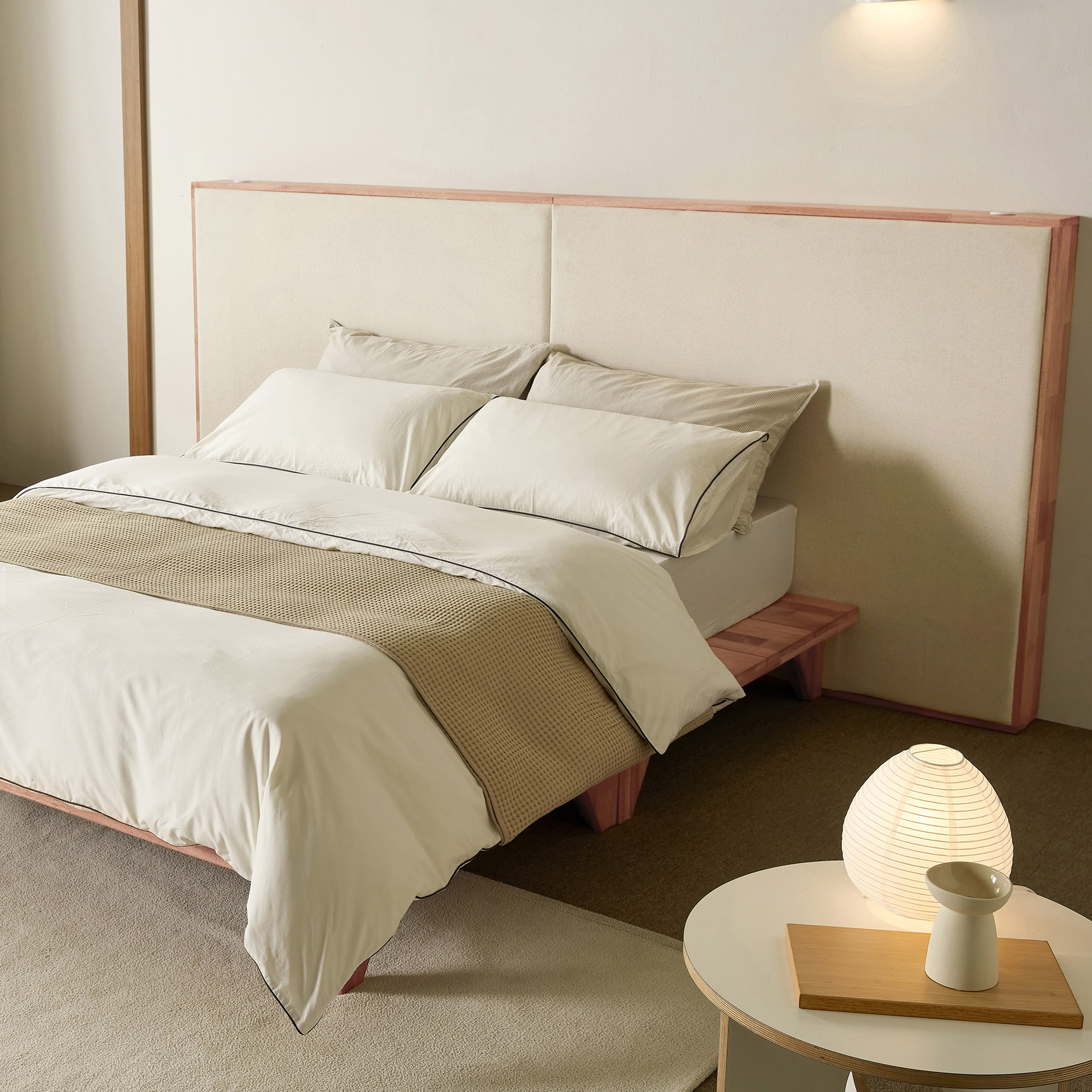 슬립퍼 리브 원목침대 호텔 호텔형 수납 조명 슈퍼싱글 침대프레임 LK 라지킹 낮은헤드 900mm 다리형 H250mm