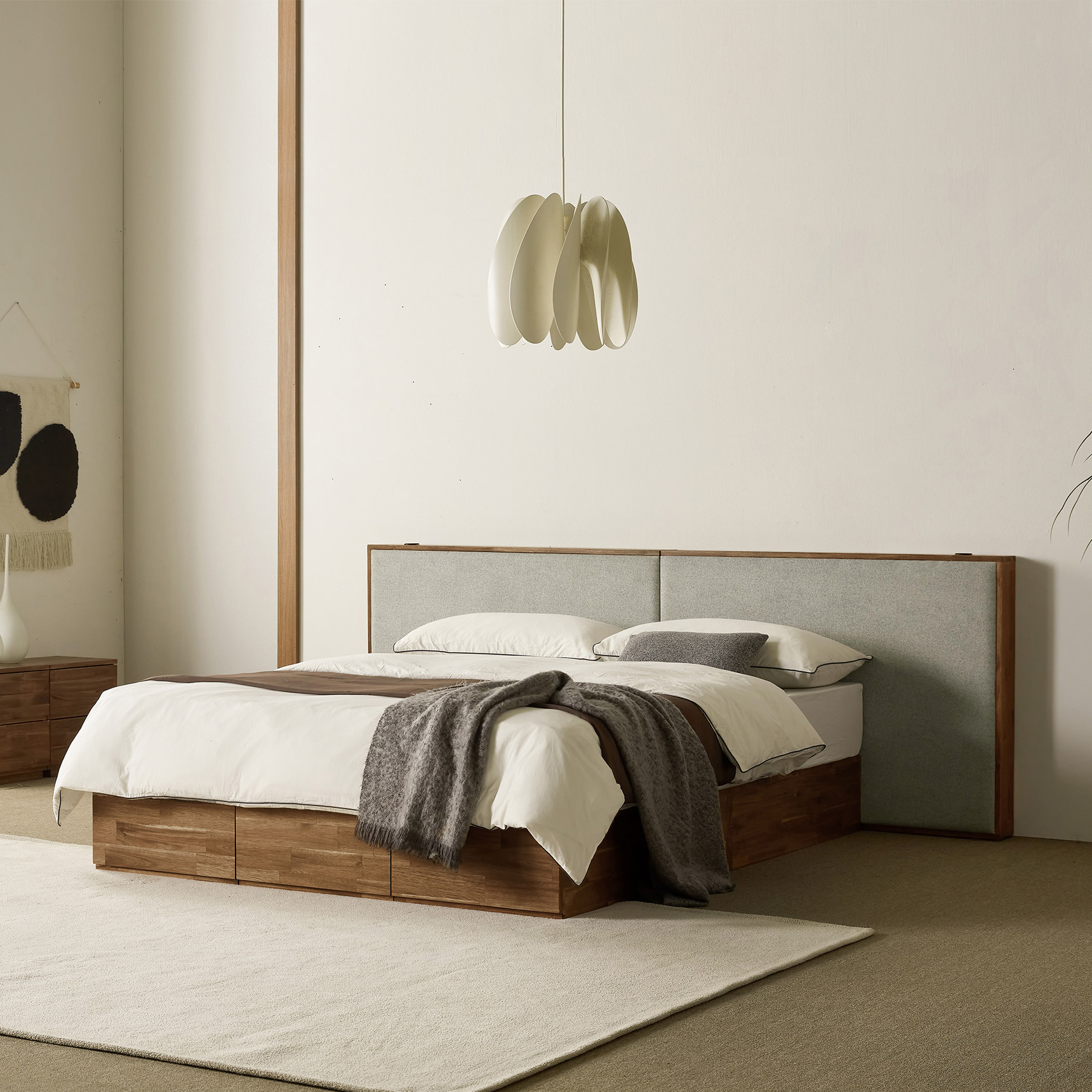 슬립퍼 리브 원목침대 호텔 호텔형 수납 조명 슈퍼싱글 침대프레임 LK 라지킹 낮은헤드 900mm 다리형 H250mm