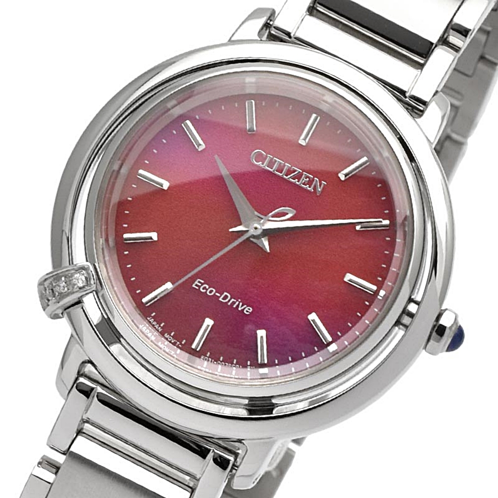 시티즌 CITIZEN L 에코드라이브 다이아몬드 여자 손목 시계 EM1090-78X 레드 - 상품 이미지