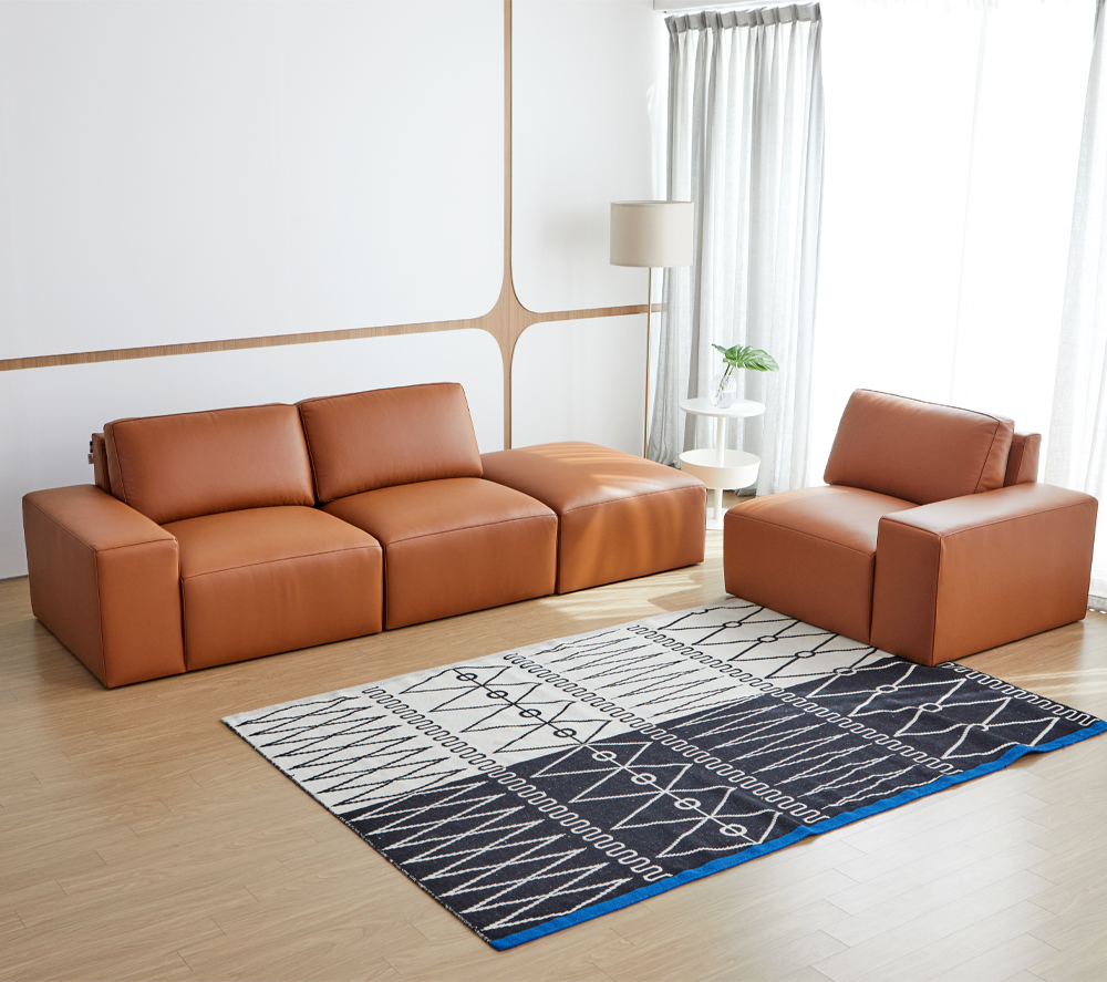 카라멜 통가죽 전체가죽 슈렁큰 쇼파 천연 가죽 3.5인용 5인용 모듈형 맞춤제작 소파