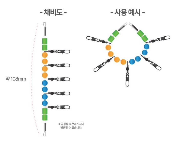 키우라 원클립 축광 문어 낚시 스냅 핀 인터락 도래 채비 이미지 6