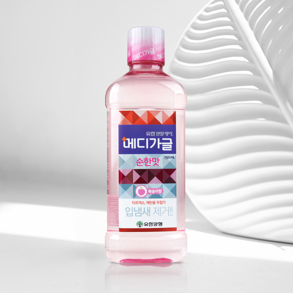 유한덴탈 메디가글 750ml 순한맛 복숭아향 입냄새제거 구강케어 - 메인 이미지