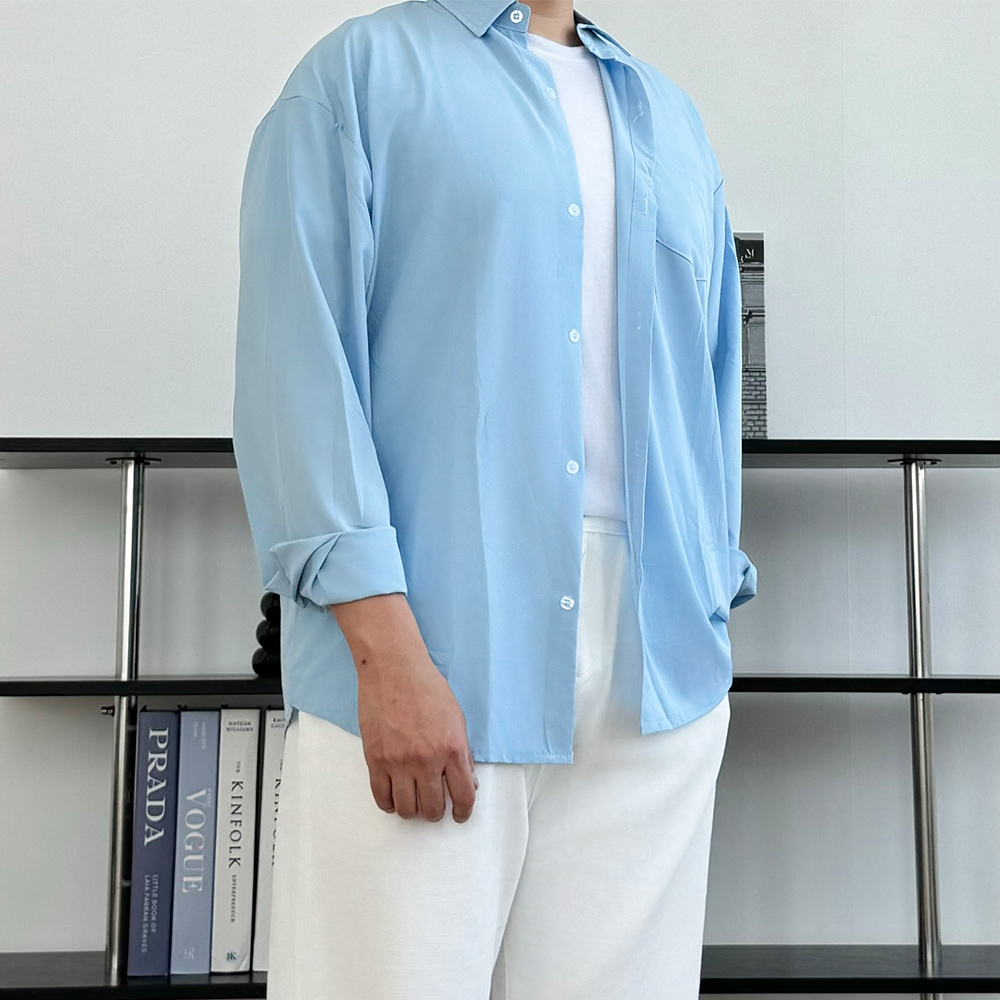 남자하늘색셔츠 남자소라색셔츠 - 메인 이미지