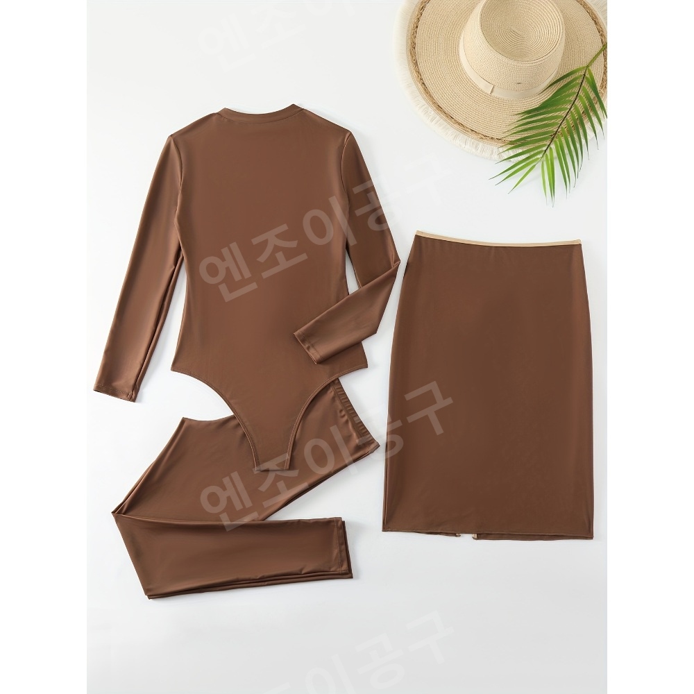 선수용 수영복 비치 호텔수영장 여성용 3피스 바디수트 - 상세 이미지 2