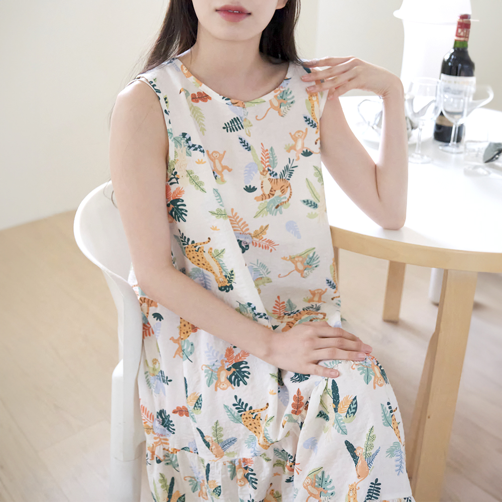 여성  민소매 원피스 면 아이보리 홈웨어  24S156(CR면) - 상세 이미지 3