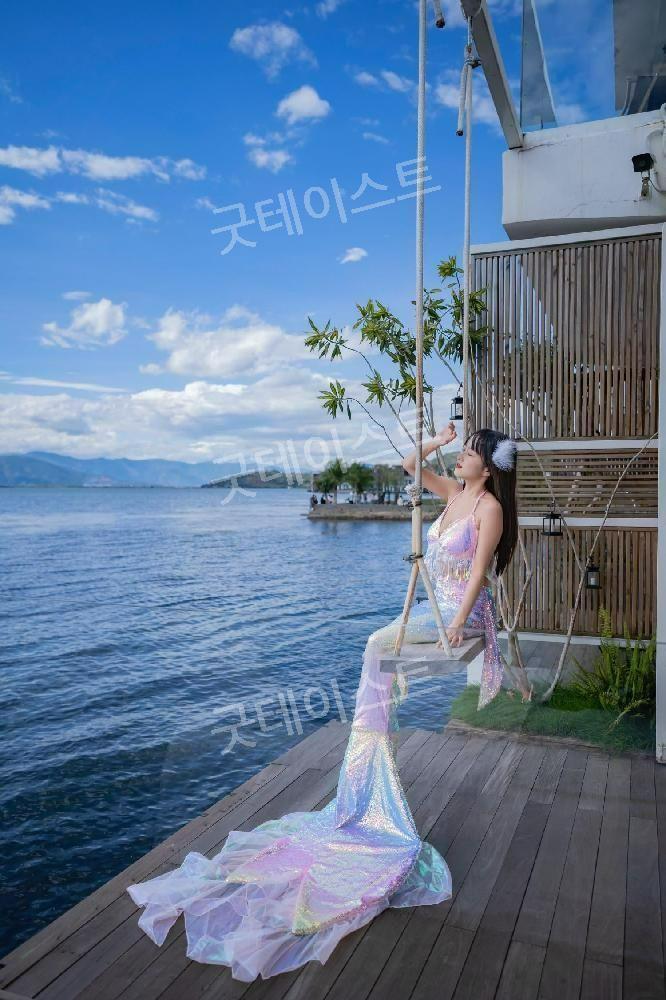 아쿠아리움 인어공주 프리다이빙 슈트 머메이드아웃핏 인어 꼬리 수영복 수족관 맞춤형가능 - 상세 이미지 2