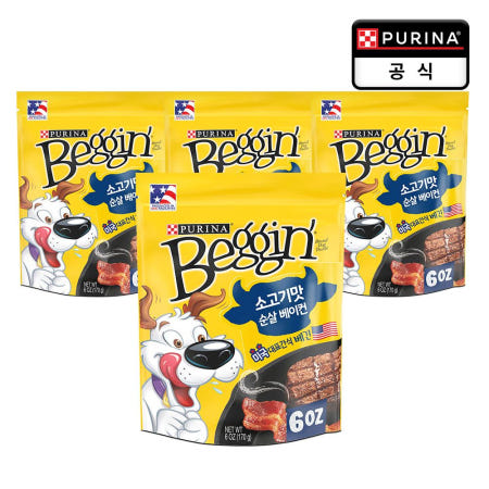 네슬레퓨리나 베긴 스트립 베이컨 소고기맛 170g x 4개