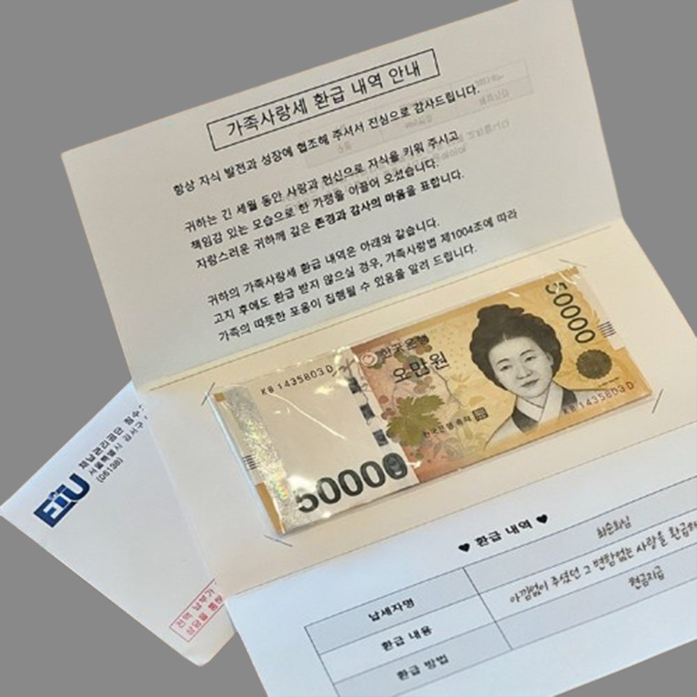 체납 고지서 용돈 봉투 이벤트 세금 어버이날 부모님 칠순 남편 선물 반전 돈 현금 생신 - 상품 이미지