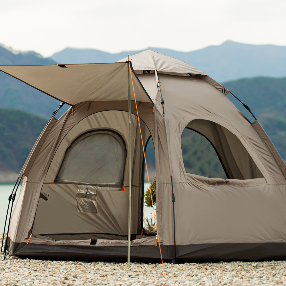 로티캠프 원터치 텐트 돔 그늘막 캠핑 감성 HEX5-2 헥사타프세트 탄