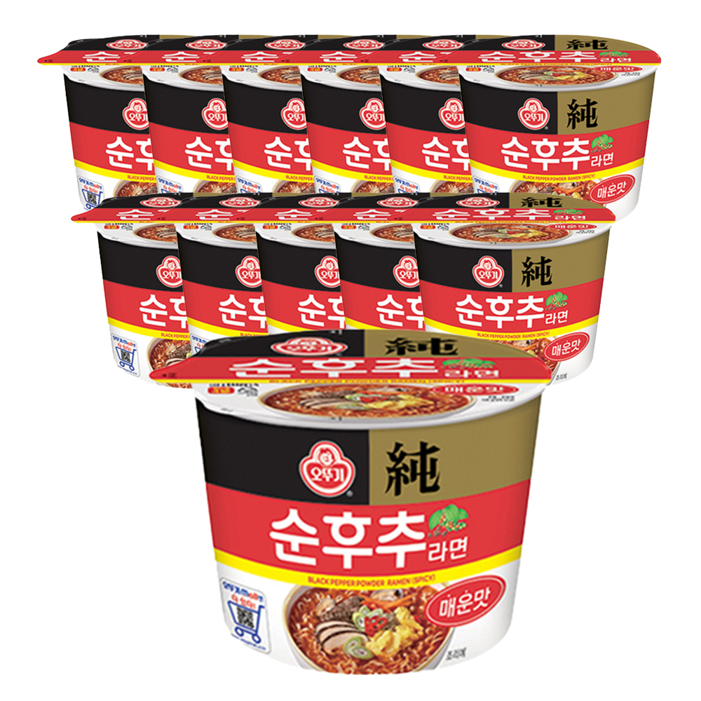 오뚜기 순후추라면 매운맛 큰컵라면 105g, 12개 - 메인 이미지