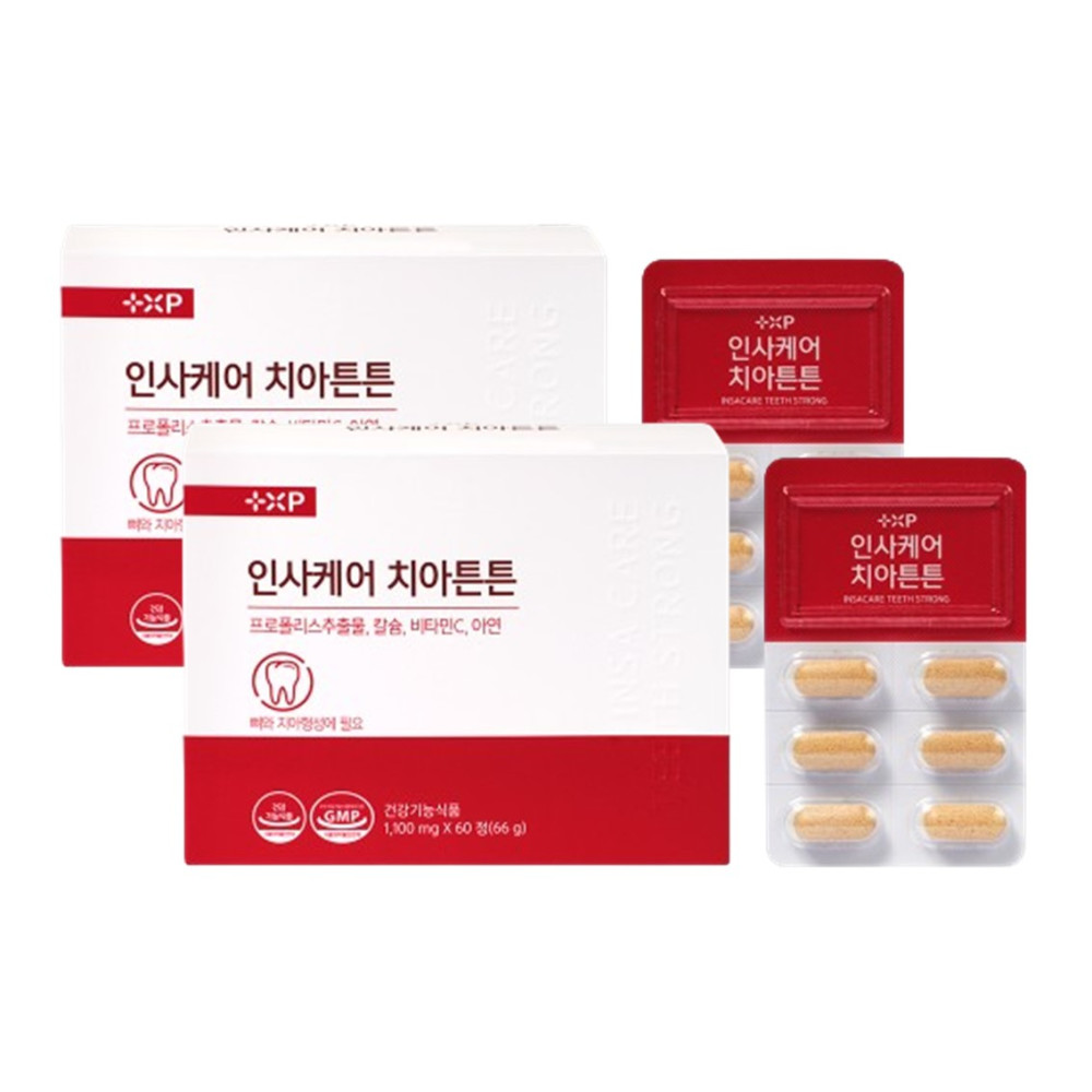 인사케어 치아튼튼 치아건강 프로폴리스 칼슘영양제 60정 x 2개 - 메인 이미지
