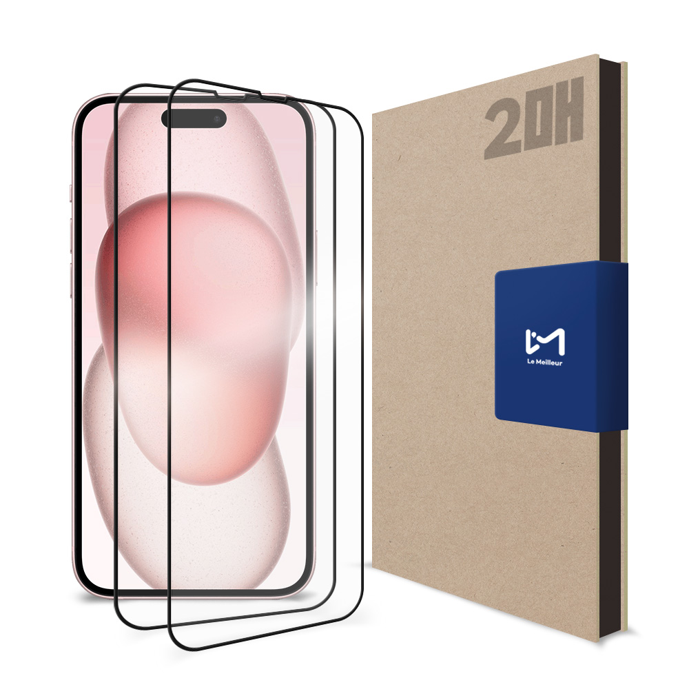 르메이어 풀커버 9H 강화유리 액정보호필름 아이폰15 플러스, 2매입 - 상품 이미지