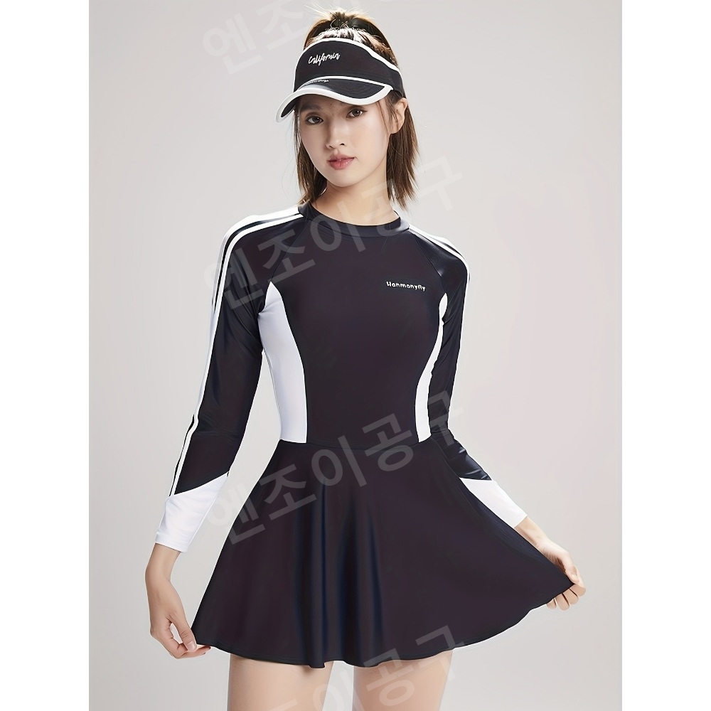 레쉬가드여성 랠리수영복 빅사이즈수영복 지퍼 긴팔 - 메인 이미지