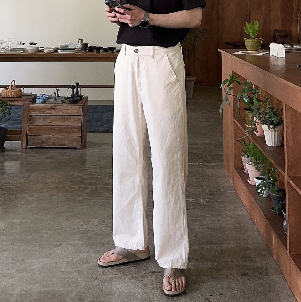 남자와이드팬츠 린넨 아이스 팬츠 밴딩 남성냉장고바지 - 상세 이미지 2