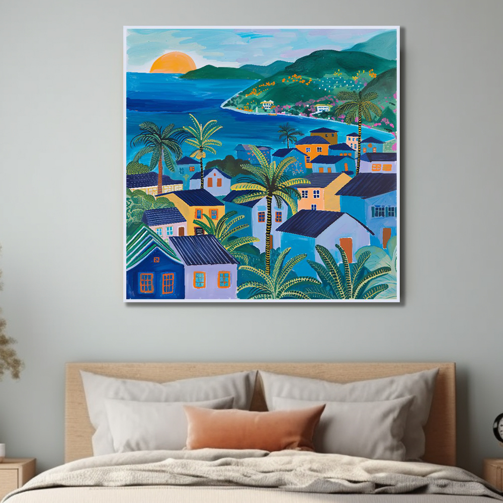 지중해의 여름 80cm x 80cm 무광화이트 알루미늄액자 추상화 - 상세 이미지 3