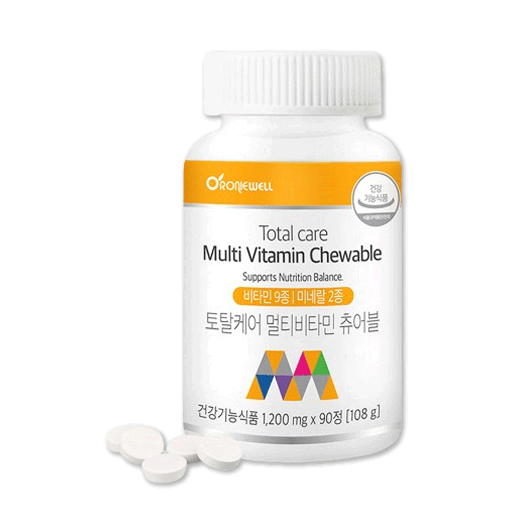 멀티비타민 츄어블 90정 3개월분 대용량 온가족 종합영양제 오렌지맛 - 상품 이미지